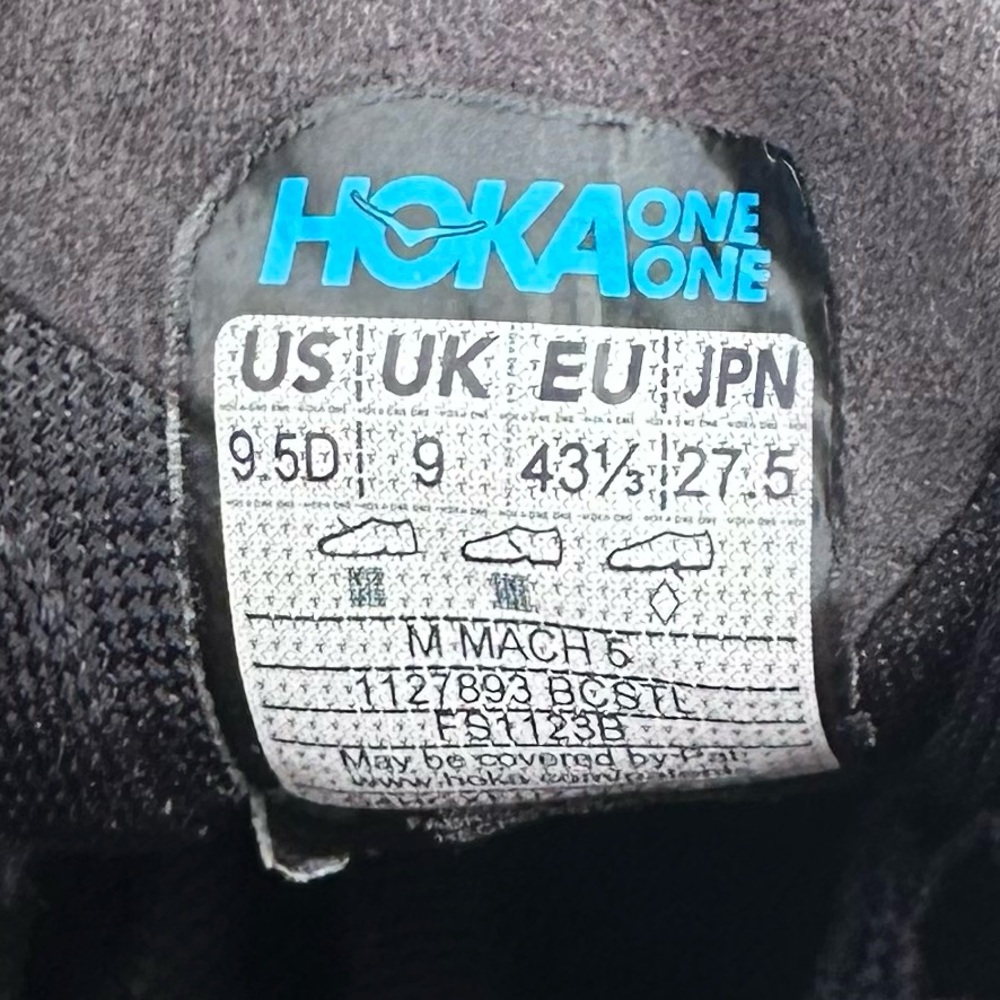Size 9.5 D Men’s - Hoka One One Mach 5 Black Castlerock - Picture 8 of 8